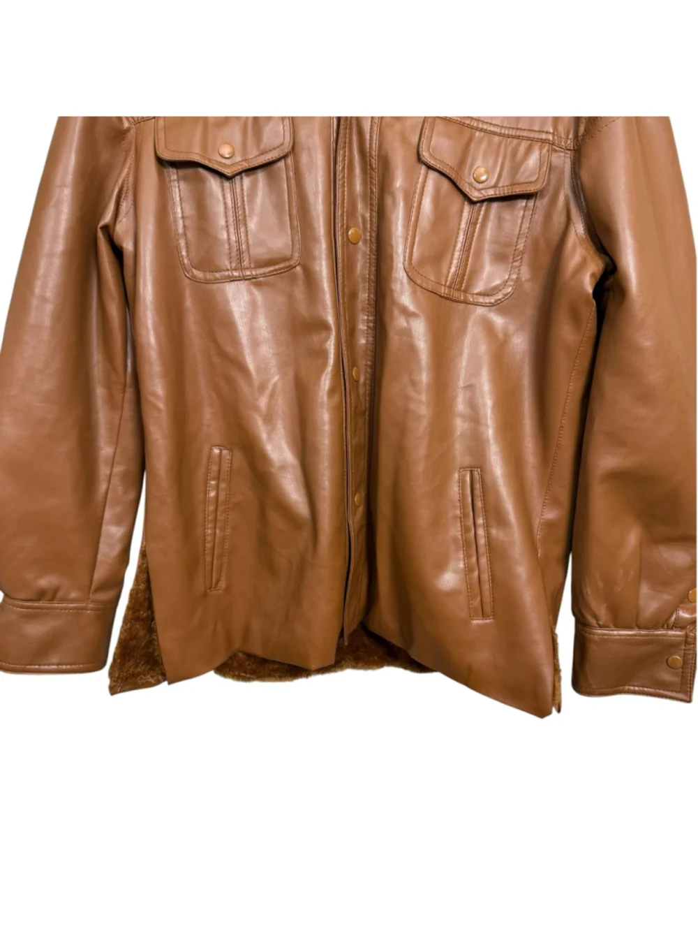 Vintage Streets of Laredo Faux Leather Sherpa Lined Western Jacket Brown L